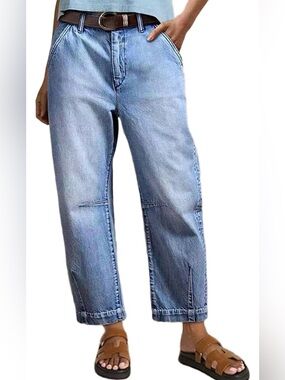 Flamingals Womens High Rise Barrel Cropped Jeans PS10-39